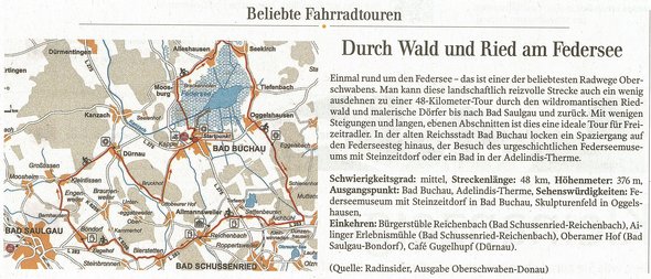Tourenvorschlag - Durch Wald und Ried am Federsee